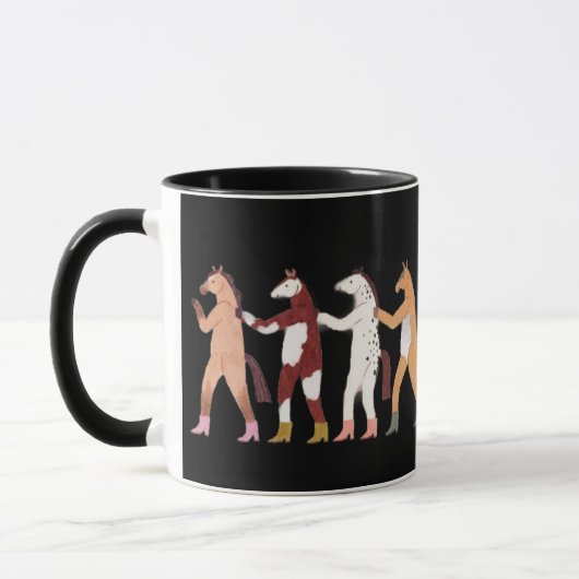 Dancing Horses Whimsical Mug マグカップ (左)