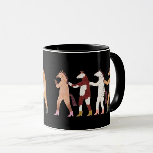 Dancing Horses Whimsical Mug マグカップ (正面右)