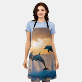 Dancing in the Dusk: Three Dolphins Leaping  エプロン (着用した状態)
