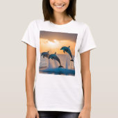 Dancing in the Dusk: Three Dolphins Leaping  Tシャツ (正面)