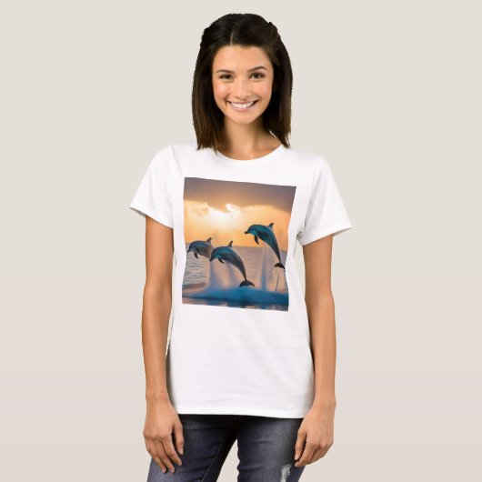 Dancing in the Dusk: Three Dolphins Leaping  Tシャツ (正面フル)