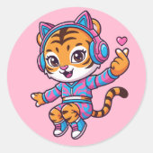 Dancing K-pop Tiger ラウンドシール (正面)