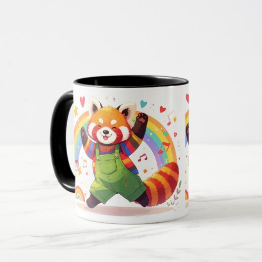 Dancing Kawaii Animal with Rainbow  マグカップ (正面左)