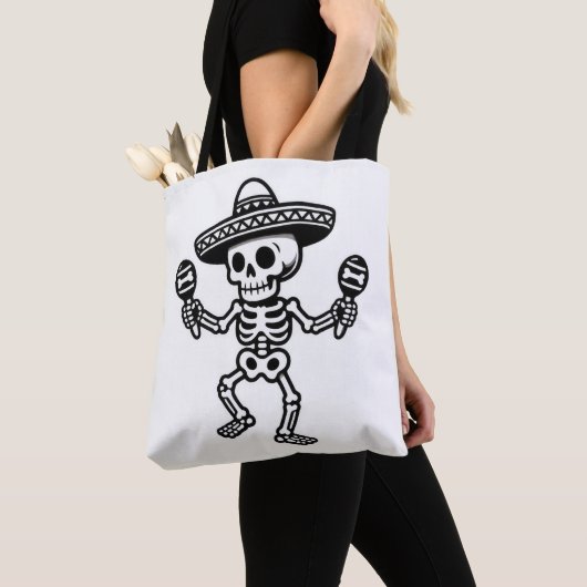 Dancing Mexican Skeleton トートバッグ (クローズアップ)