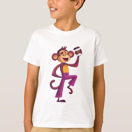 “Dancing Monkey with Coffee” T-shirt Tシャツ (正面)