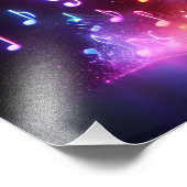 Dancing Neon Musical Notes with Quote フォトプリント (角)