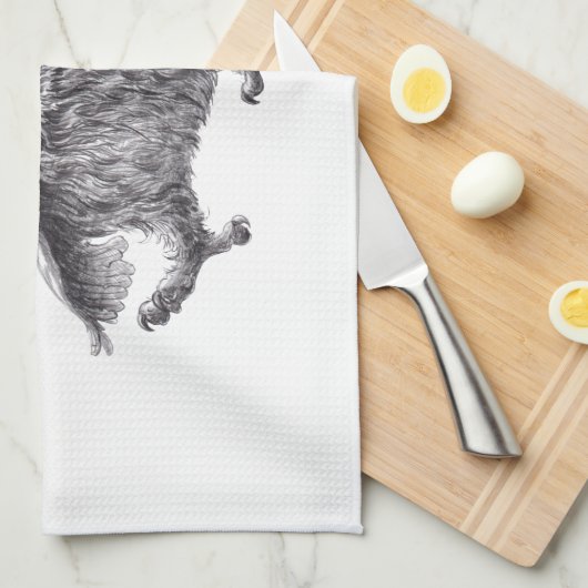 Dancing Owl with Red Feather キッチンタオル (四つ折り)