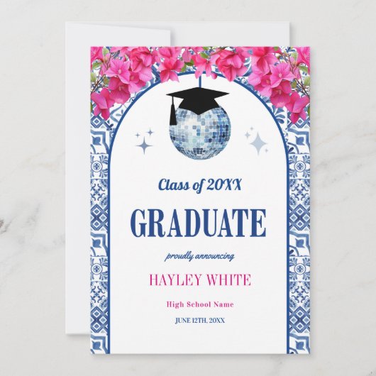 Dancing Queen Disco Ball Class of 2026 Graduation 案内状 (正面)