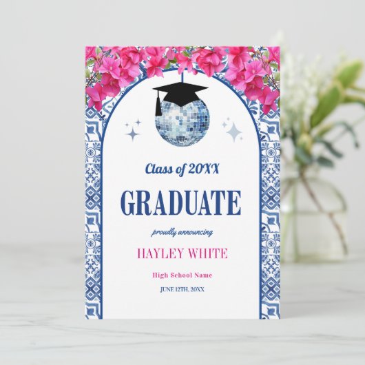 Dancing Queen Disco Ball Class of 2026 Graduation 案内状 (スタンド正面)