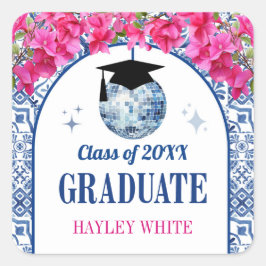 Dancing Queen Disco Ball Graduation Party スクエアシール