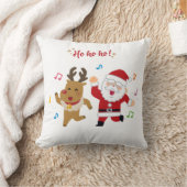 Dancing Santa and Reindeer Christmas Party クッション (ブランケット)