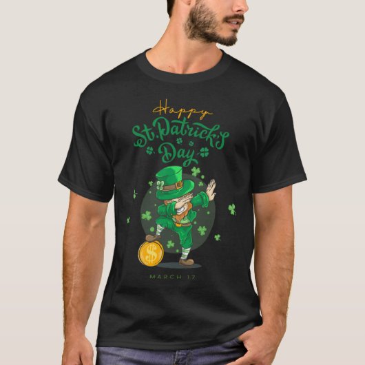 Dancing Shamrock Ireland Vintage distressed green Tシャツ (正面)
