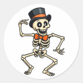Dancing Skeleton Halloween Sticker  ラウンドシール (正面)