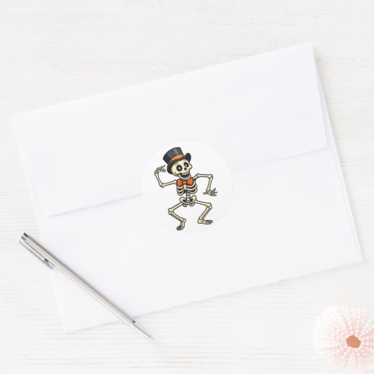 Dancing Skeleton Halloween Sticker  ラウンドシール (封筒)