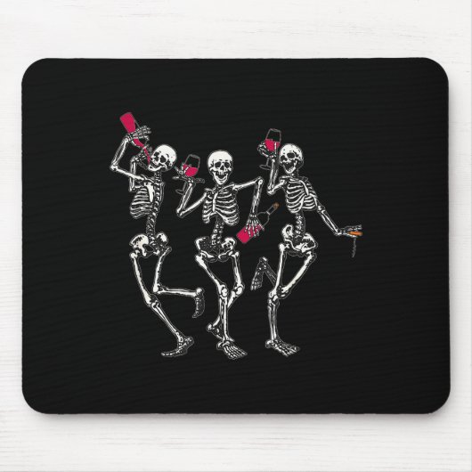 Dancing Skeletons Drinking Wine Lover Funny Hallow マウスパッド (正面)