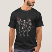 Dancing Skeletons Drinking Wine Lover Funny Hallow Tシャツ (正面)