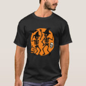 Dancing Skeletons Pumpkin Halloween Vibes Tシャツ (正面)