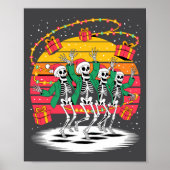Dancing Skeletons With Santa Hats Christmas Lights ポスター (正面)