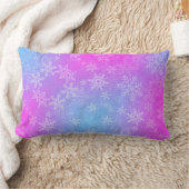 Dancing  Snowflakes Pink Blue Pillow ランバークッション (ブランケット)