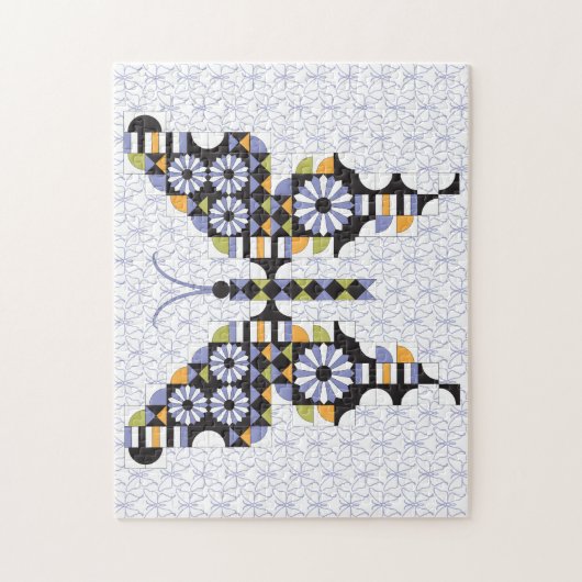 Dancing Swallowtail Butterfly Quilt Pattern ジグソーパズル (縦)