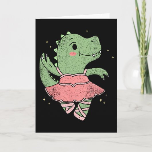 Dancing T-rex Dinosaur Llerina For Llet Dancer Vin カード (正面)