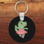 Dancing T-rex Dinosaur Llerina For Llet Dancer Vin キーホルダー (正面)