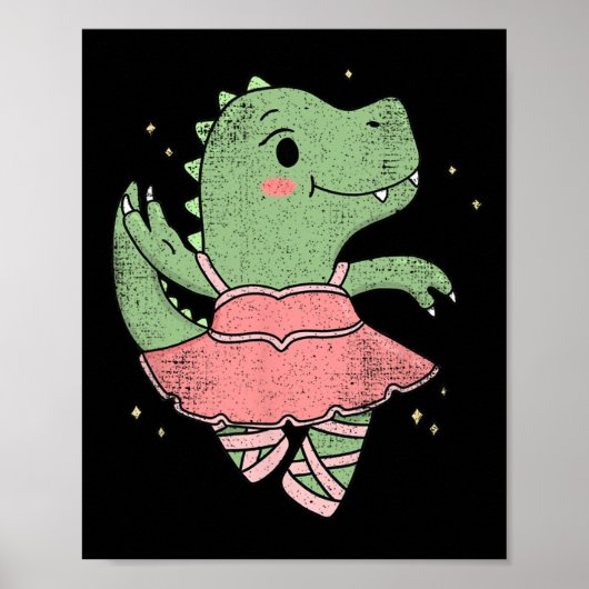 Dancing T-rex Dinosaur Llerina For Llet Dancer Vin ポスター (正面)