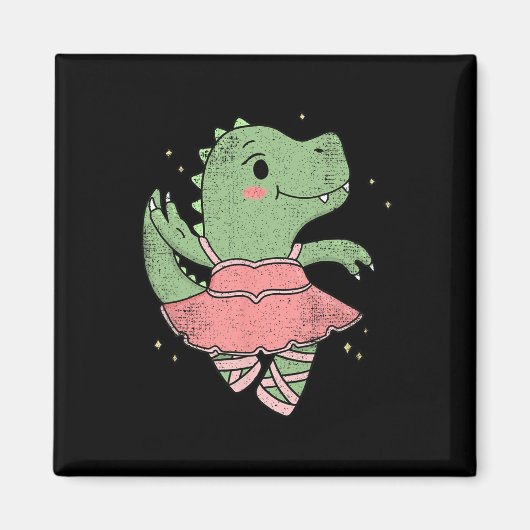 Dancing T-rex Dinosaur Llerina For Llet Dancer Vin マグネット (正面)