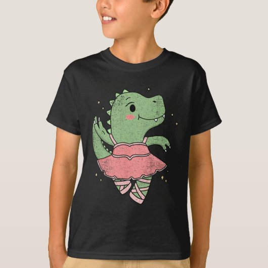 Dancing T-rex Dinosaur Llerina For Llet Dancer Vin Tシャツ (正面)