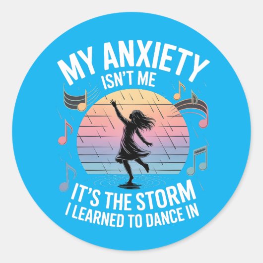 Dancing Through Anxiety Mental Health Sticker ラウンドシール (正面)