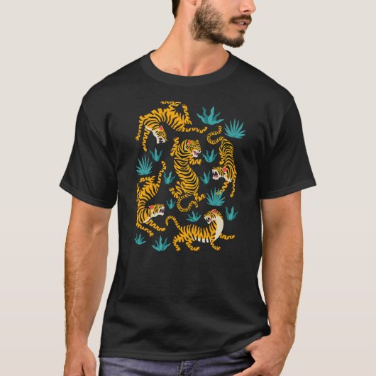 Dancing Tiger Cartoon Graphic Tシャツ (正面)