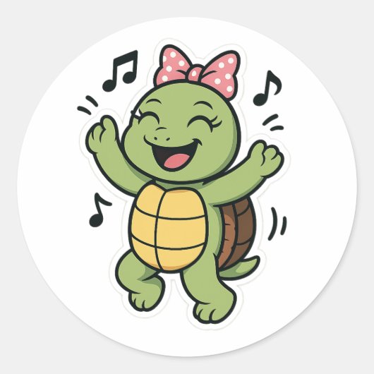 Dancing turtle ラウンドシール (正面)