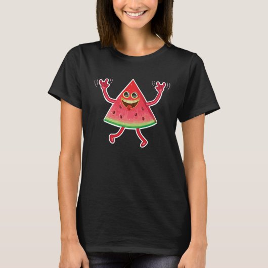 Dancing Watermelon  Cool Heart Beats For Fruits Tシャツ (正面)