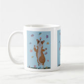 Dancing Welsh Corgi with Butterflies コーヒーマグカップ (左)