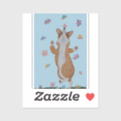 Dancing  Welsh Corgi with Butterflies シール (シート)