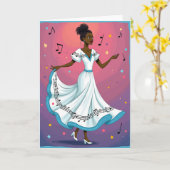 Dancing Woman Mothers Day Card カード (黄色い花)