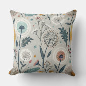 Dandelionお洒落とフローラフォークアートシームレス クッション (正面)