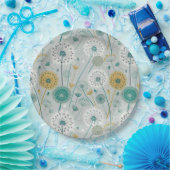 Dandelionお洒落 – 黄色、白、ティール（緑がかった色） ペーパープレート (パーティー)