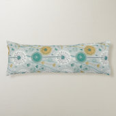 Dandelionお洒落 – 黄色、白、ティール（緑がかった色） ボディピロー (正面)