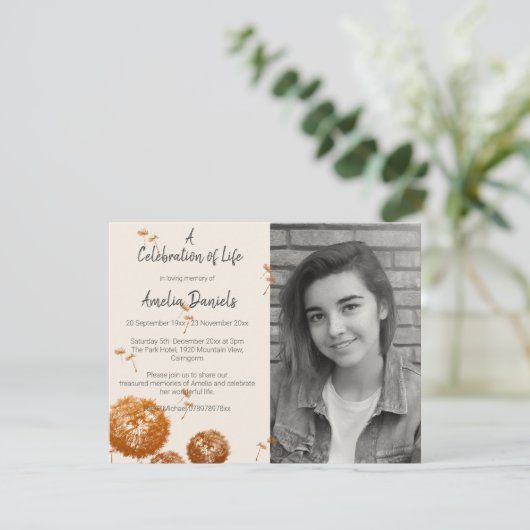 Dandelionかわいらしライフカードの写真お祝い 招待状 (スタンド正面)