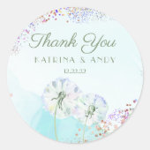 Dandelionとグリッターありがとうラベル ラウンドシール (正面)