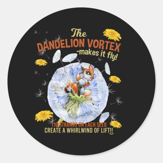 Dandelionの花 – 科学の種子の事実 ラウンドシール (正面)