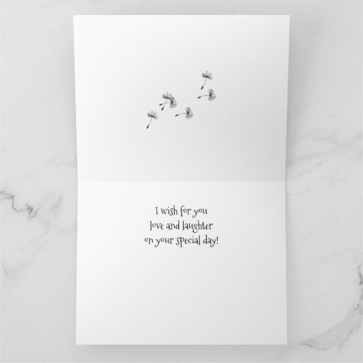 Dandelionは折り畳まれたグリーティングカードを希望 カード (内部)