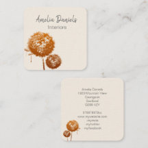 Dandelionエレガント時計オンクリームビジネスカード