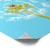 Dandelionスカイブルーとホワイトアート ポスター (角)