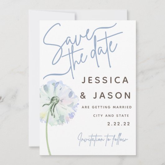 Dandelionフォトコラージュ日付の保存招待状 招待状 (正面)