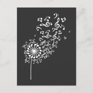 Dandelionミュージカルノート音楽愛好家自然花 ポストカード