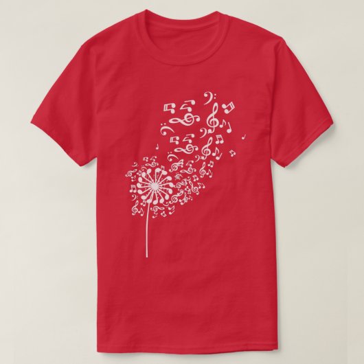 Dandelionミュージカルノート音楽愛好家自然花 Tシャツ (デザイン正面)