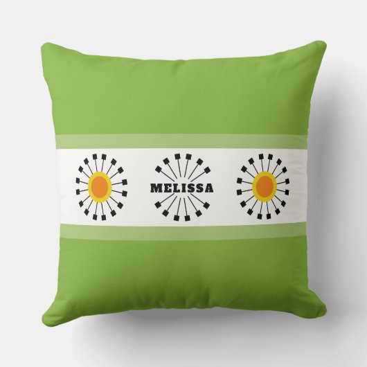 Dandelionモダングリーンイエローモノグラム名 クッション (裏面)