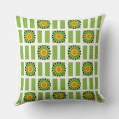 Dandelionモダン緑の黄色の幾何学的パターン クッション (裏面)